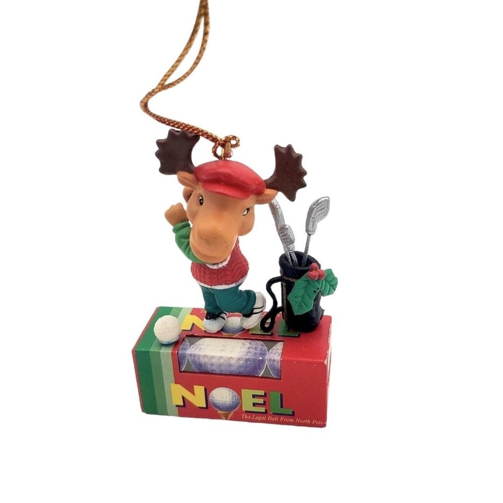 GOLFING MOOSE Ornament Golf Christmas‎ Collectible WORKSHOP RUDOLPHLAND 2"